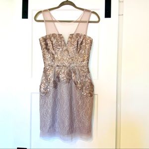 BCBG Abigail cocktail dress in gull grey